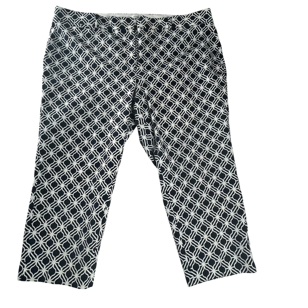 Crown & Ivy 22W Navy White Geometric Ankle Pants High Rise